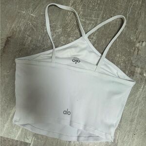 Alo White Ribbed Crop Top